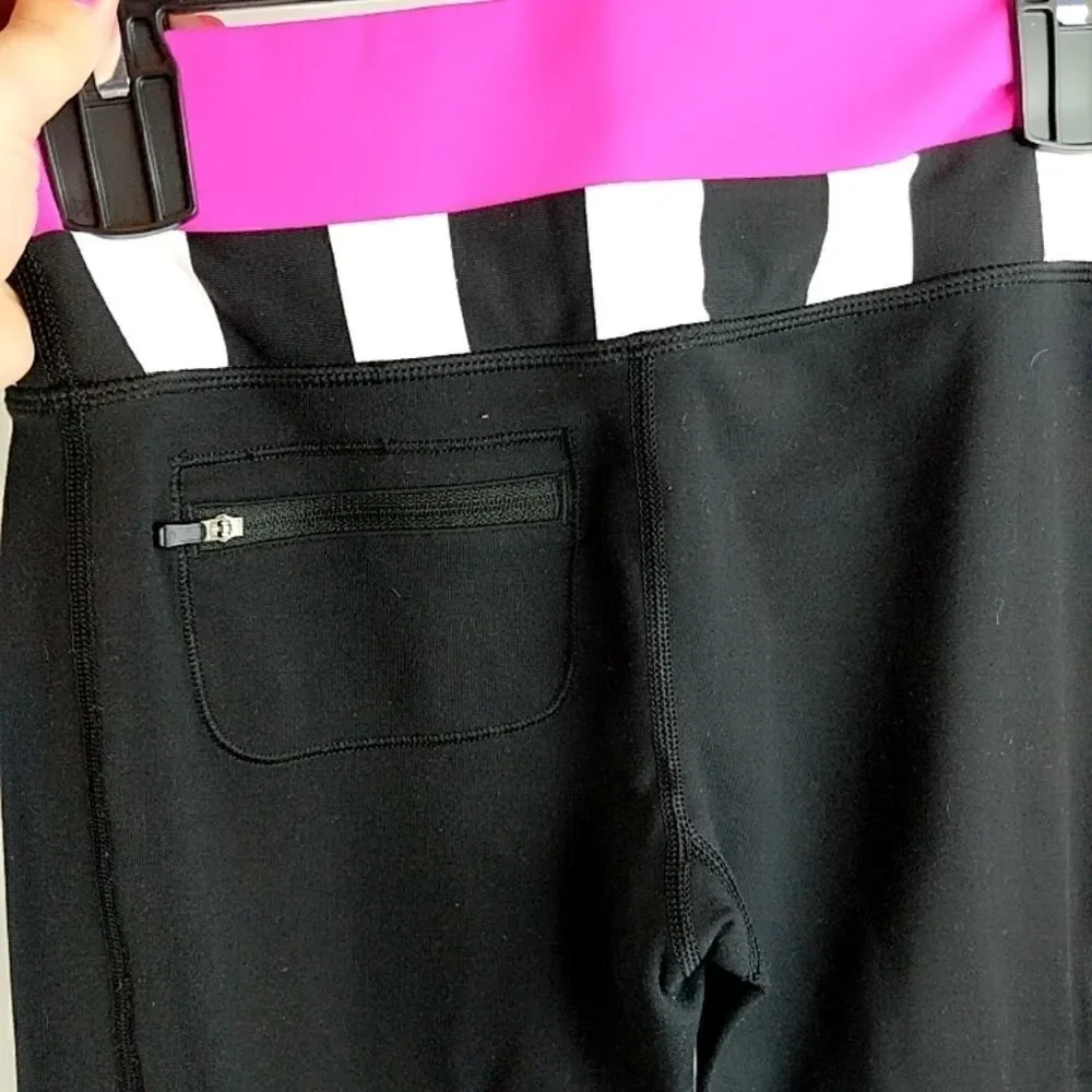 Lululemon Athletica Dharana Black Crops Pink White